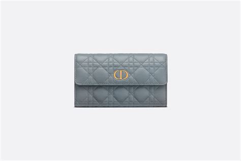 Dior Caro Compact Zipped Wallet Cloud Blue Supple Cannage 